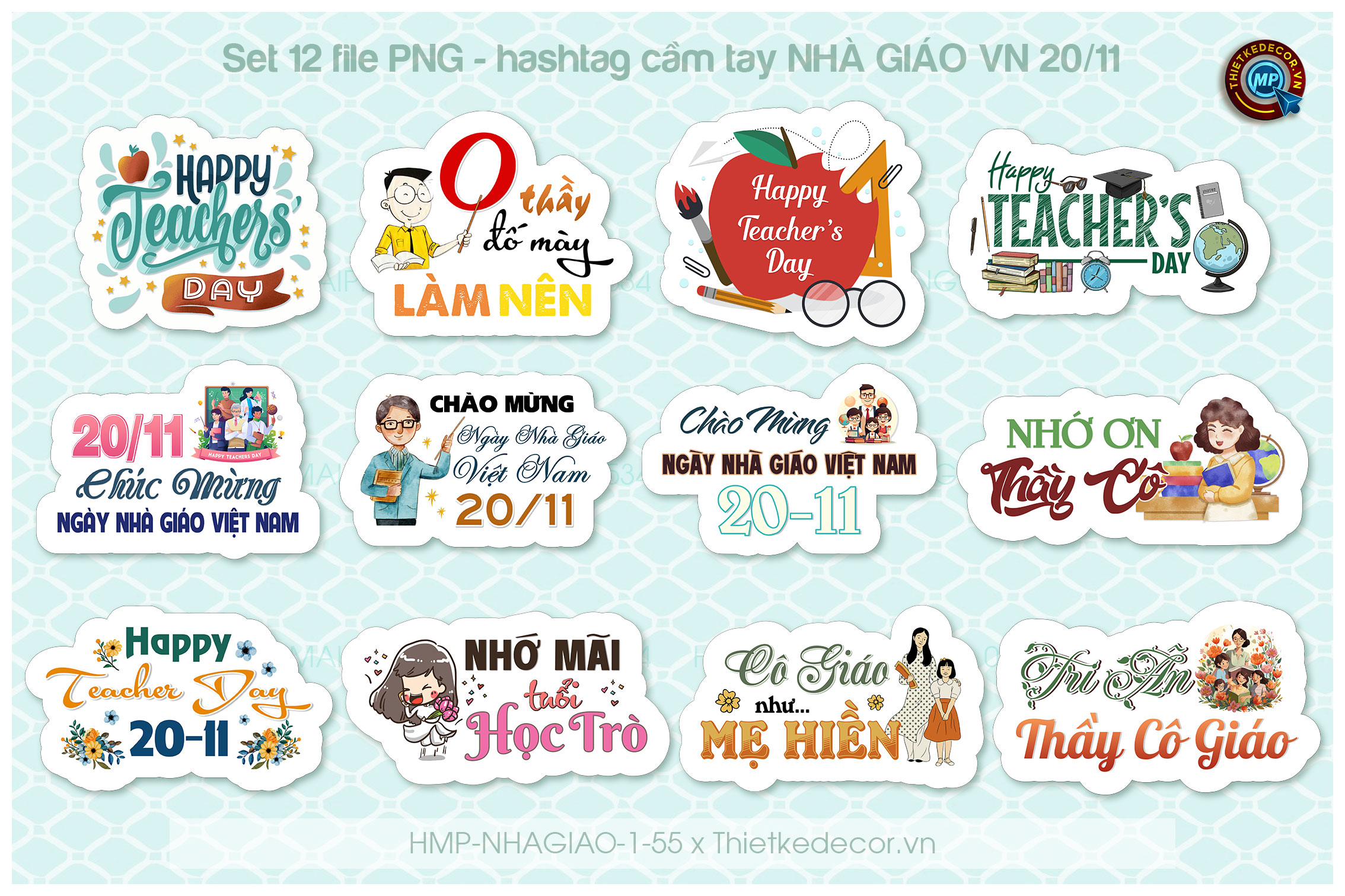 Set tag 12 cái - Nhà Giáo Việt Nam